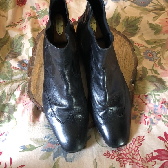 GROX RESPIRA EU47 US13 Black Leather PullOn Boots ITALY Rubbersole Wingtip NEW - Picture 15 of 16